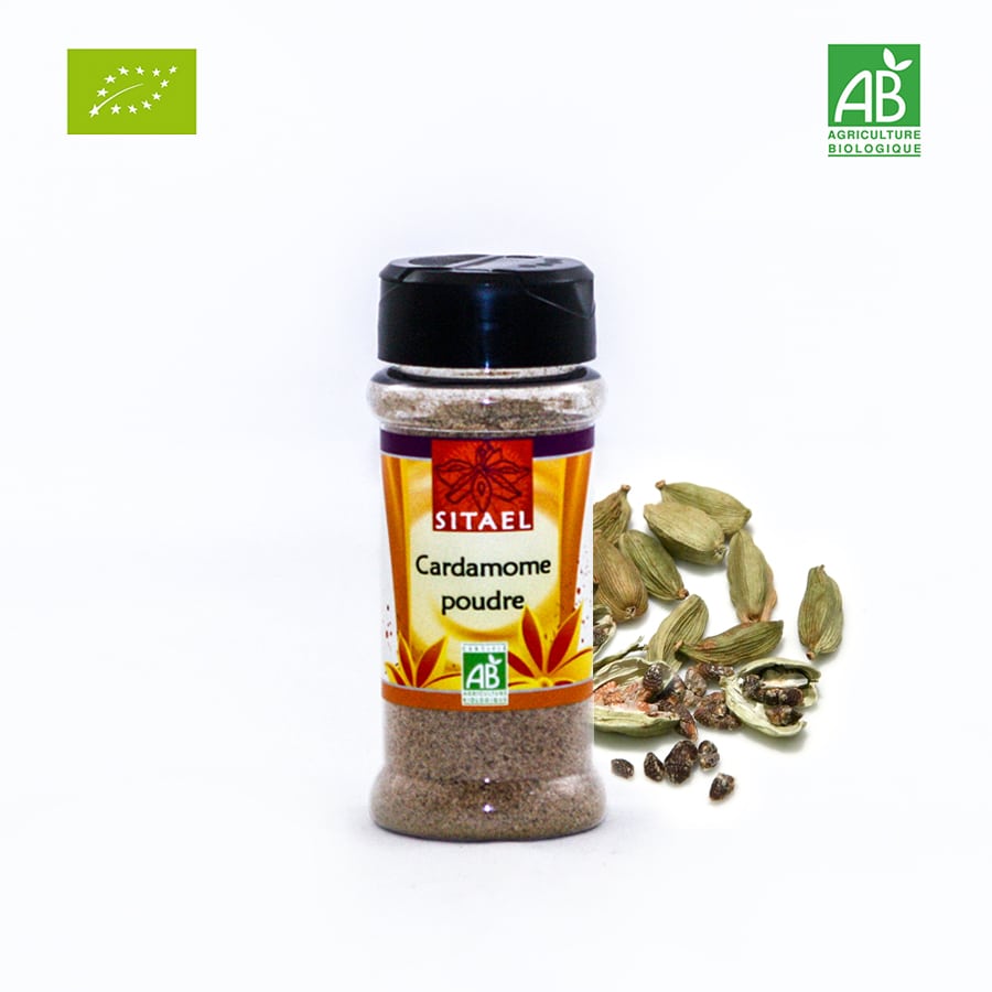 Cardamome poudre bio - SITAEL  Créateurs de mélanges : épices, herbes &  aux fleurs Bio