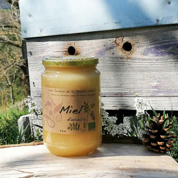 Miel d'acacia bio des Jardins de la Goutte d'eau, en Ardèche